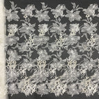 Large Floral Laser Lace Bead Sequin Fabric — fabric photo 2