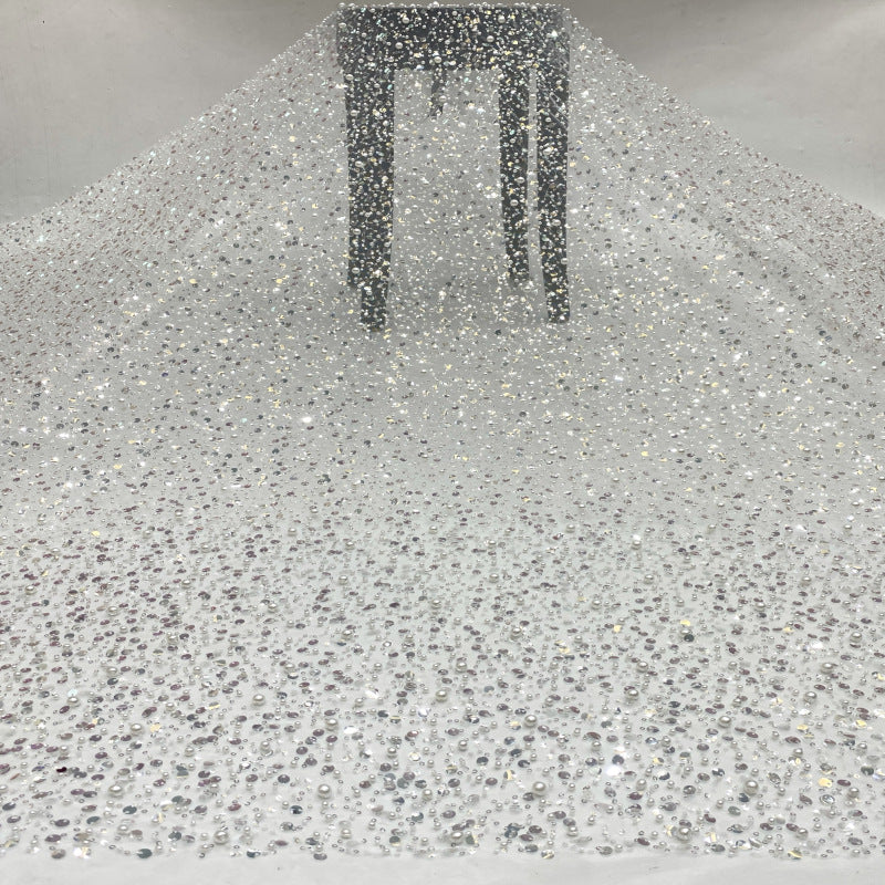 Floral Bead & Oversized Foam Sequin Fabric