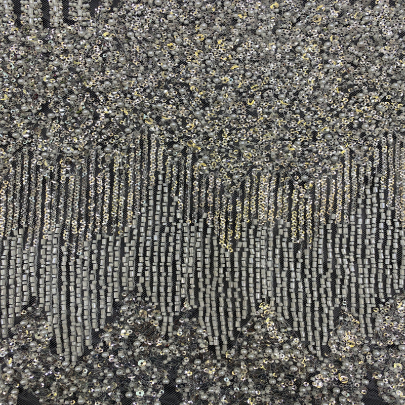 3/5 mm Sequin & Bugle-Bead Embroidered Bridal Fabric — fabric photo 3