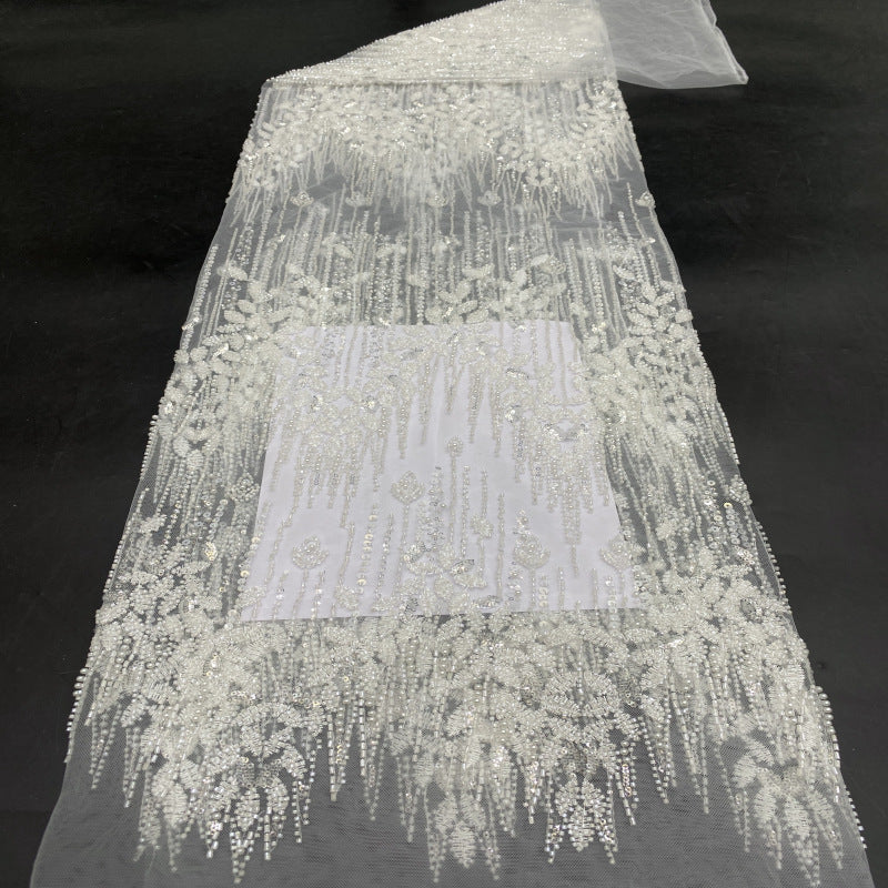 Sequin & Bugle-Bead Embroidered Bridal Fabric – Design 16063 — fabric photo 4