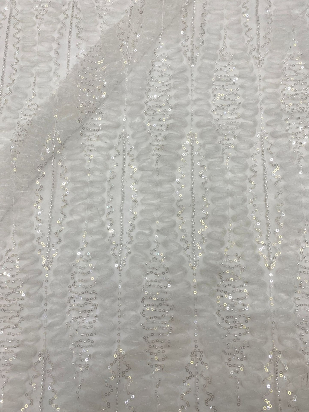 Ribbon Bead & Sequin Embroidery Fabric — fabric photo 2