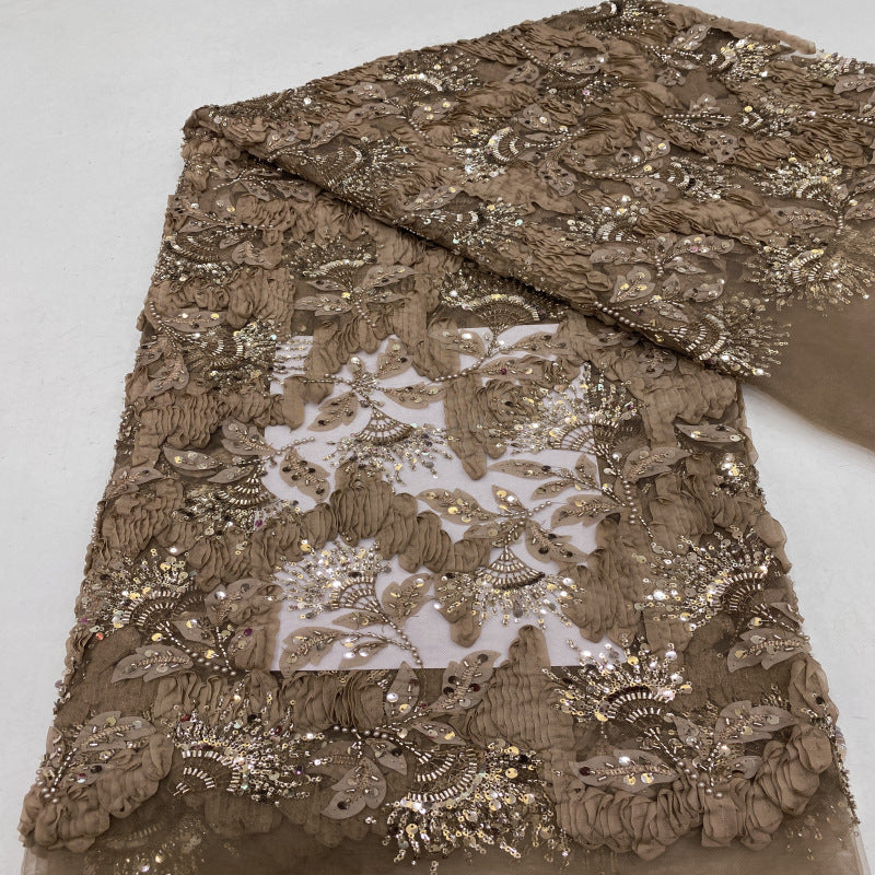 Heavy Sequin & Bugle-Bead Embroidered Bridal Fabric – Design 17087 — fabric photo 2