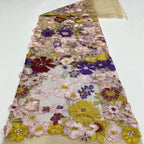 Multicolor Botanical Applique Embroidered Fabric
