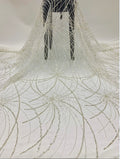 Heavy 3 mm Sequin & Bugle-Bead Embroidered Bridal Fabric — fabric photo 6