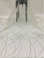 Heavy 3 mm Sequin & Bugle-Bead Embroidered Bridal Fabric — fabric photo 6
