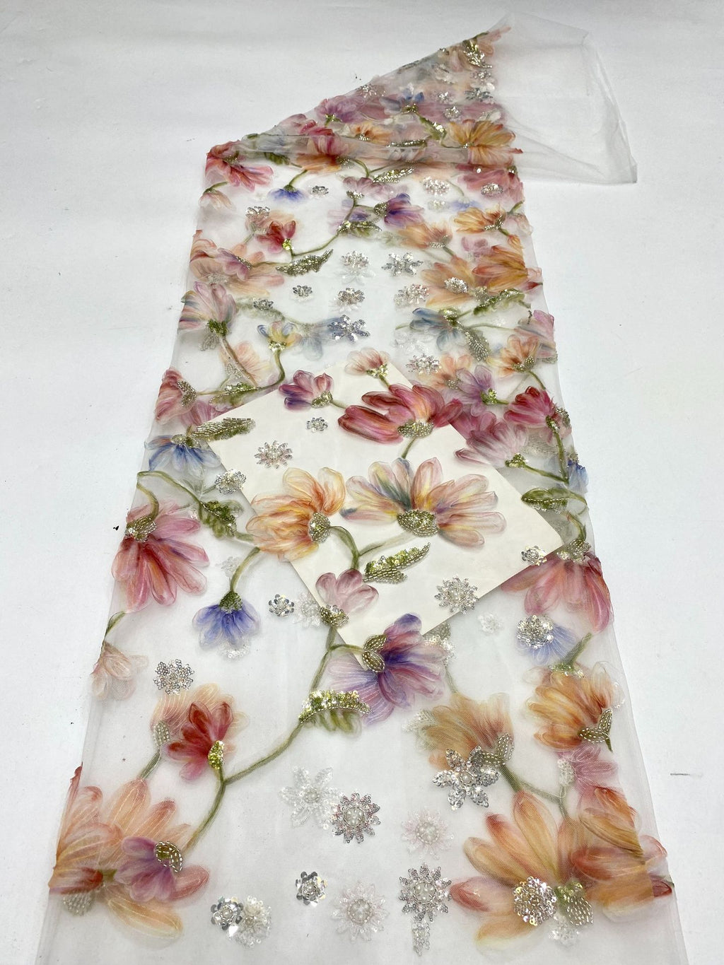 Printed Ribbon Bead Sequin Embroidery Fabric — fabric photo 6