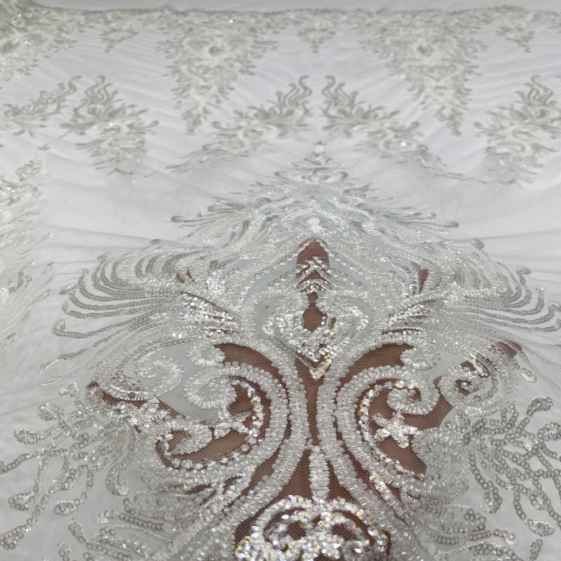 Sequin Embroidered Bridal Fabric – Design 00127 — fabric photo 4