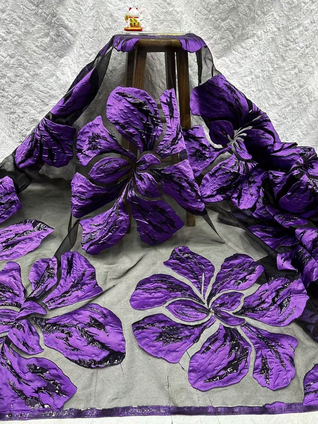Floral Embossed Brocade Jacquard Organza Fabric — fabric photo 5