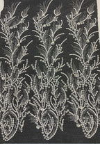 2/4 mm Crystal-Look Sequin & Double-Bead Embroidered Bridal Fabric – Design 19455 — fabric photo 3