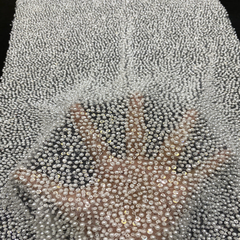 Crystal-Look Sequin Embroidered Bridal Fabric
