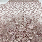 Symmetrical Sequin & Cordwork Embroidered Bridal Fabric — fabric photo 2