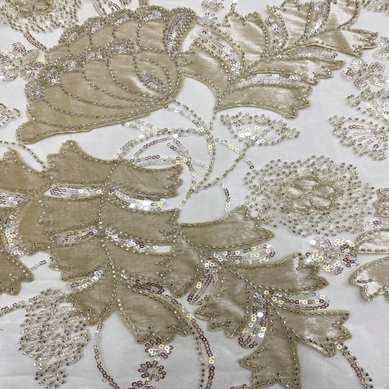 Textured Floral Foam Bead Sequin Fabric — fabric photo 4