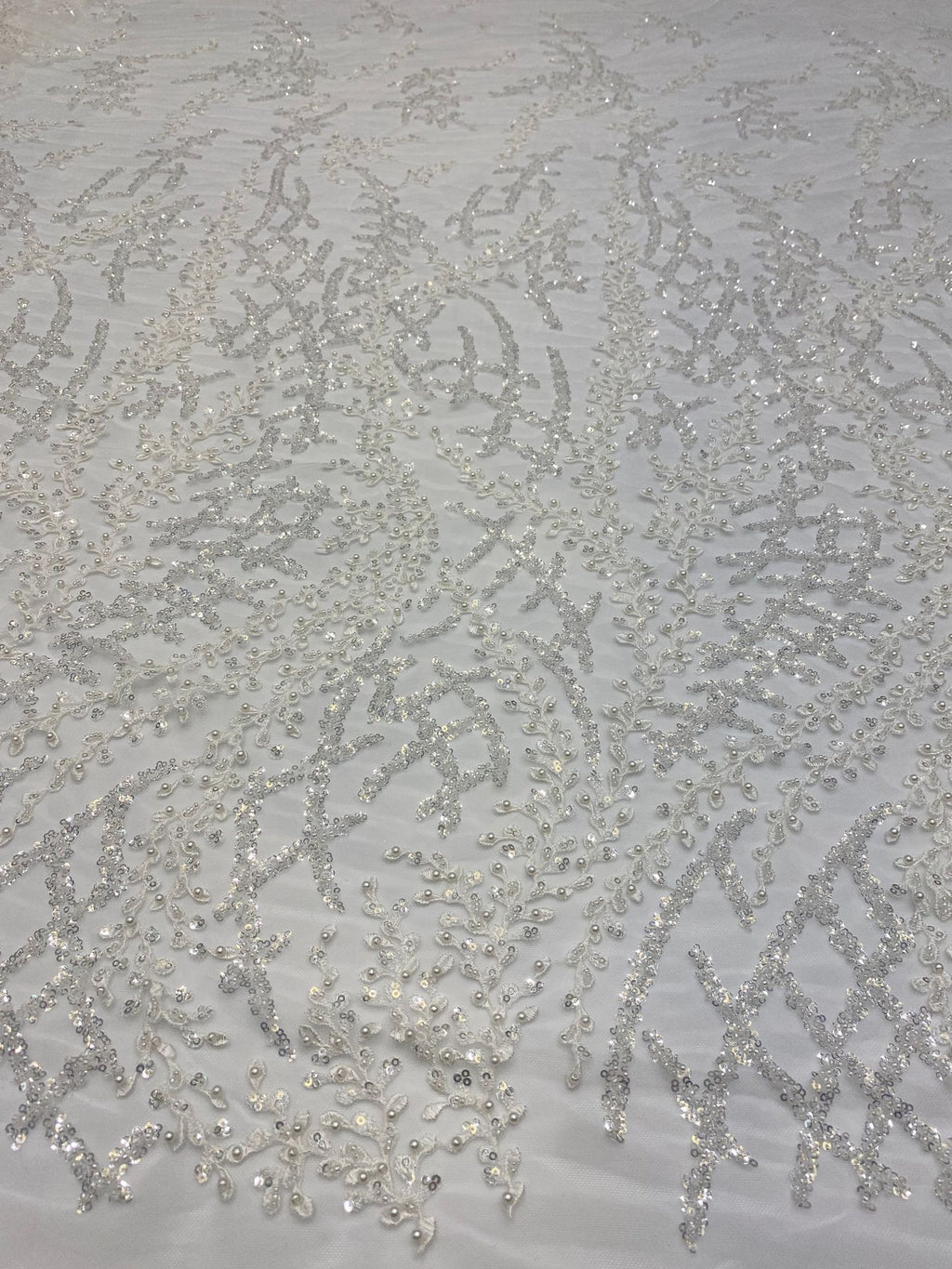 Double-Bead Sequin Embroidered Fabric for Bridal Gowns — fabric photo 4