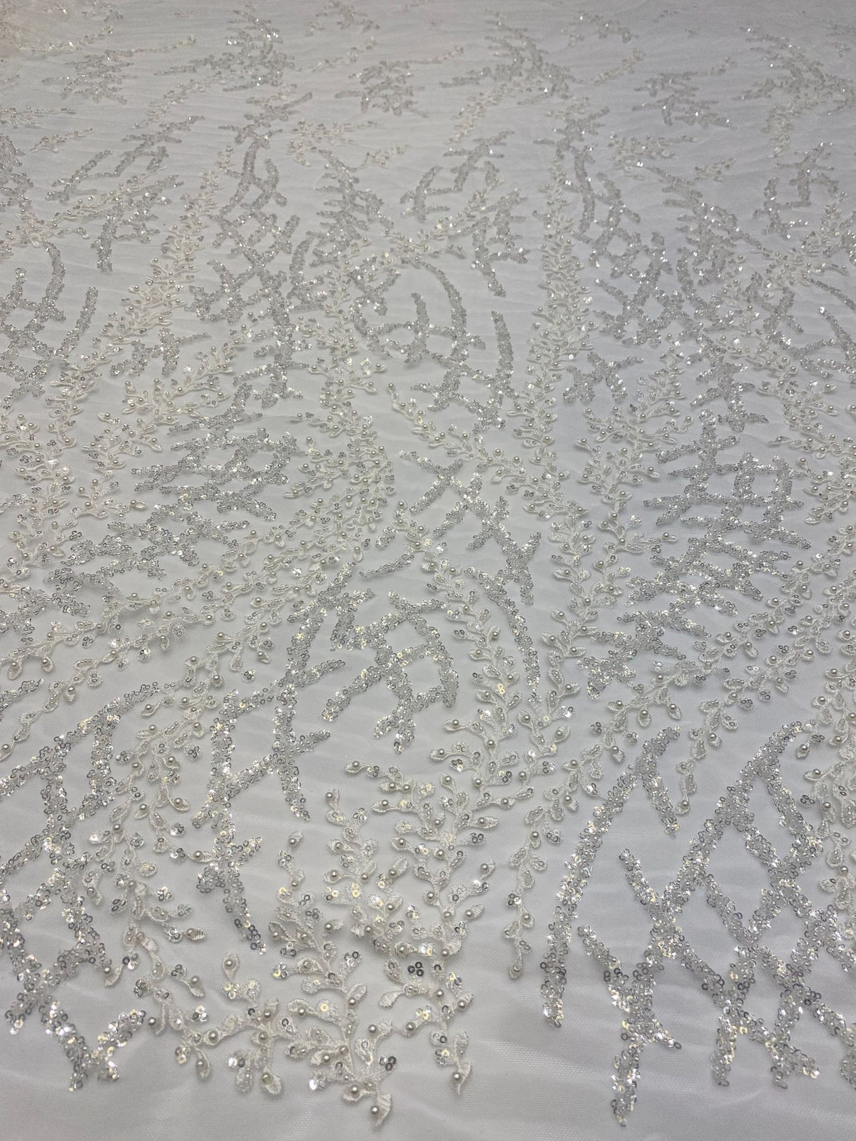 Double-Bead Sequin Embroidered Fabric for Bridal Gowns — fabric photo 4