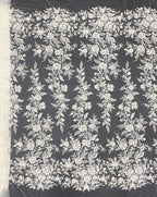 Symmetrical Botanical Beaded Sequin Lace Fabric — fabric photo 2
