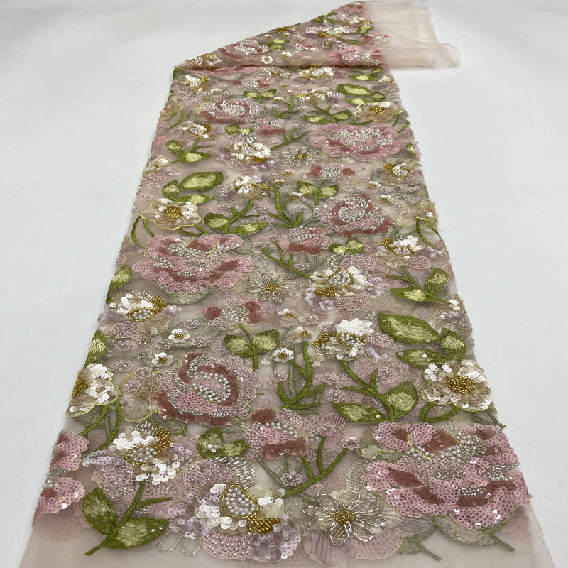 Botanical Multicolor Bead & Sequin Fabric