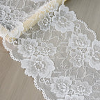 Large Floral Double-Scallop Corded Stretch Nylon-Spandex Lace Trim 18 cm — fabric photo 3