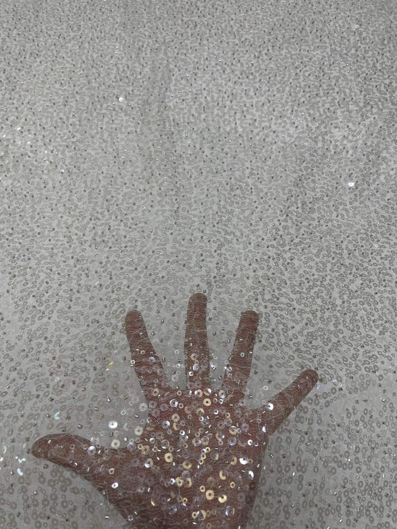 3/5 mm Sequin Embroidered Irregular Mesh Fabric — fabric photo 4