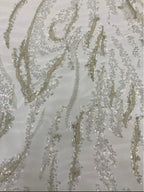 3 mm Crystal-Look Sequin & White-Core Bead Embroidered Bridal Fabric — fabric photo 2