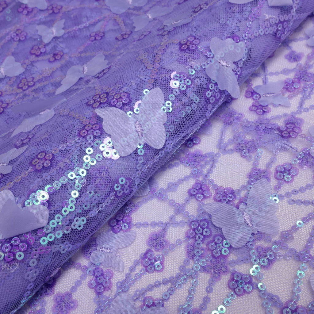 3D Butterfly Sequin Embroidered Lace Fabric — fabric photo 5