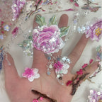 Ethnic Floral Embroidered Mesh Lace — fabric photo 4