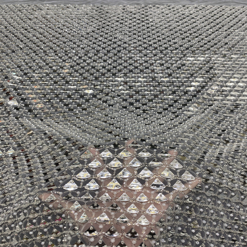 Triangular Sequin Laser Foam Bead Fabric — fabric photo 4