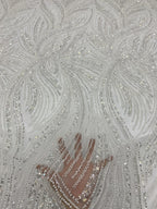 Heavy Bugle & Foam Bead Sequin Embroidery Fabric — fabric photo 4