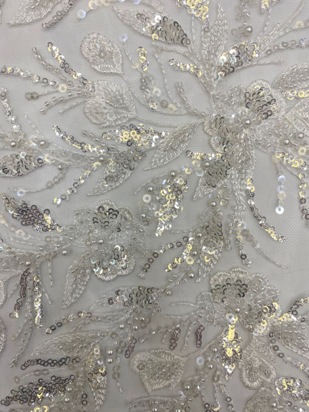 3D Oversized Floral Bead Sequin Gown Fabric — fabric photo 5