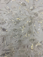 3D Oversized Floral Bead Sequin Gown Fabric — fabric photo 5