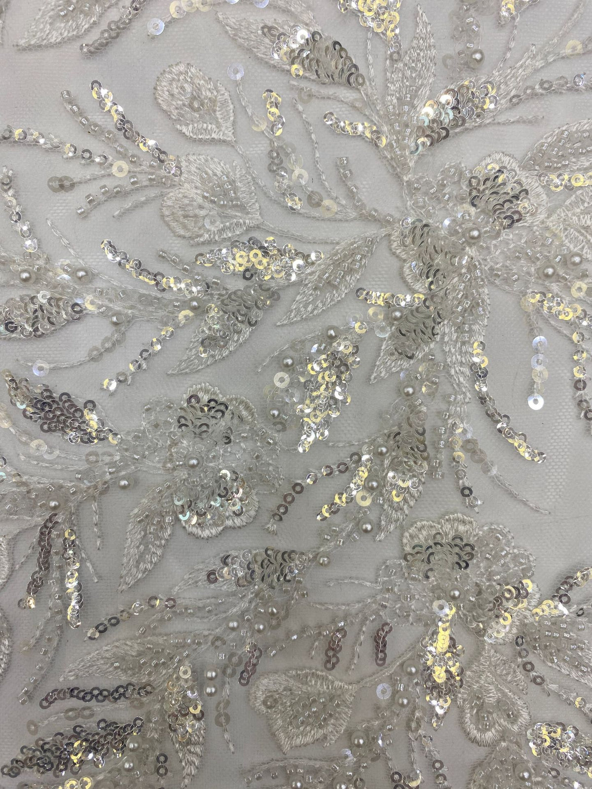 3D Oversized Floral Bead Sequin Gown Fabric — fabric photo 5