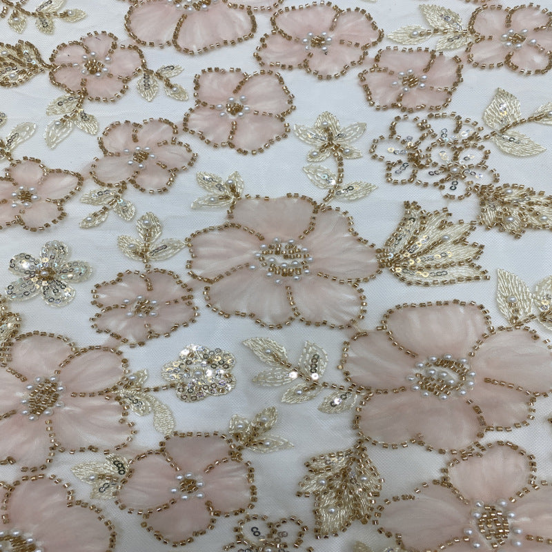 3D Disc Foam Bead Sequin Embroidery Fabric — fabric photo 4