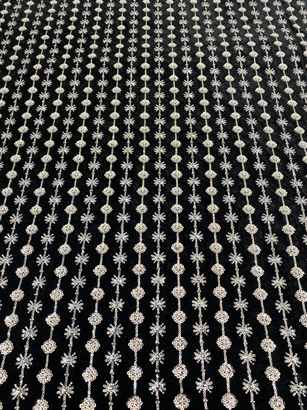 Velvet Bead 3/4mm Sequin Embroidered Fabric — fabric photo 4