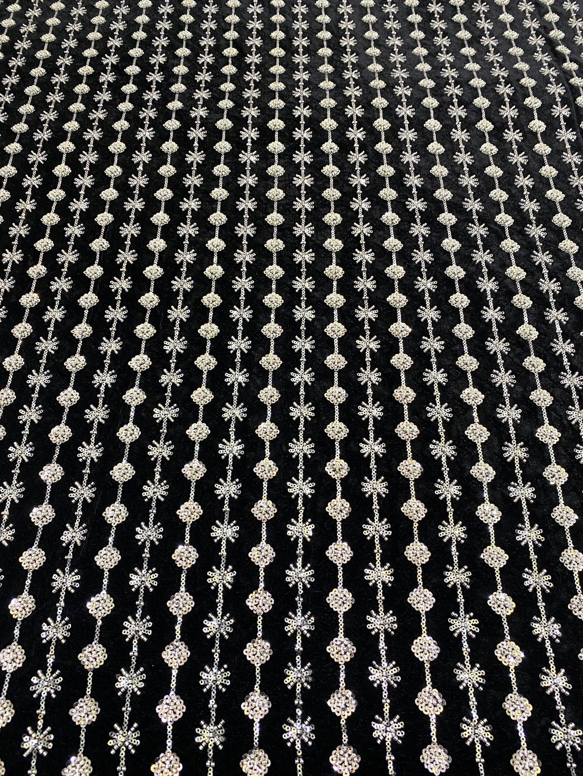 Velvet Bead 3/4mm Sequin Embroidered Fabric — fabric photo 4