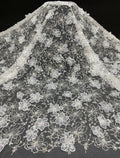 Laser Floral Applique Bead & Sequin Embroidered Fabric — fabric photo 6
