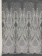 3D 3/5 mm Sequin & Bubble-Bead Embroidered Bridal Fabric — fabric photo 6