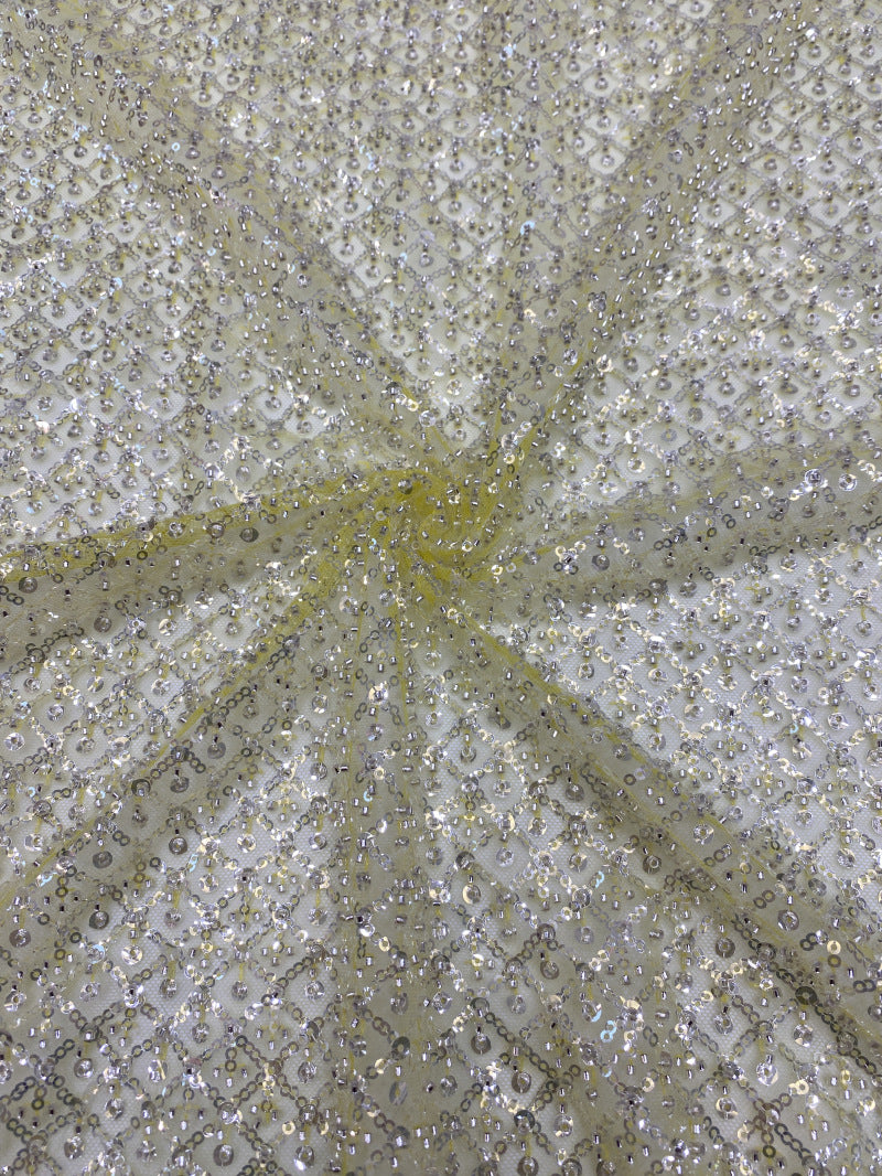 Mini Diamond Bead & Crystal Sequin Fabric — fabric photo 5