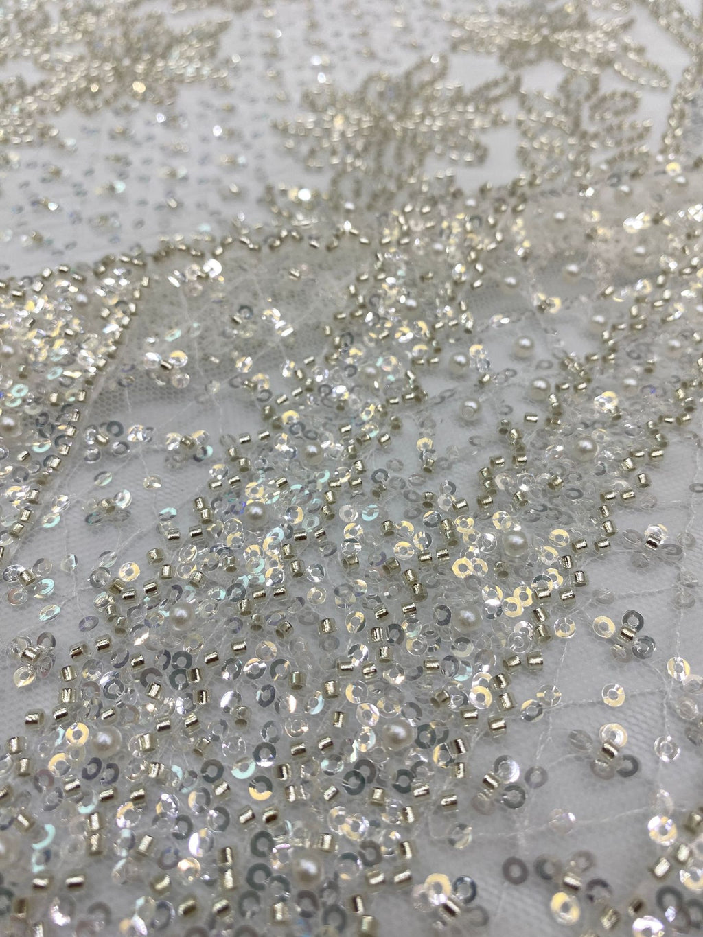 Heavy Sequin & Bubble-Bead Embroidered Bridal Fabric – Design 69311 — fabric photo 5