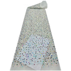 Multicolor Sequin & Bugle-Bead Embroidered Bridal Fabric — fabric photo 5