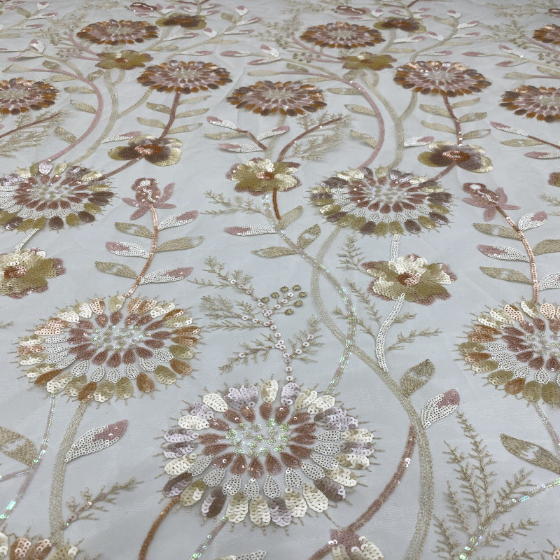 Dandelion Colorful Sequin Embroidery Fabric — fabric photo 2
