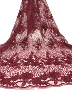 Rose Cordwork and Sequin Embroidered Fabric