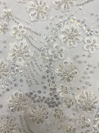 Geometric Floral Bead & Sequin Embroidery Fabric — fabric photo 5