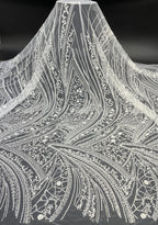Decorative Bugle Foam Bead Sequin Bridal Fabric