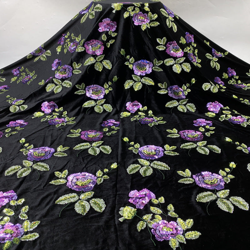 Korean Velvet Multisize Colorful Sequin Fabric