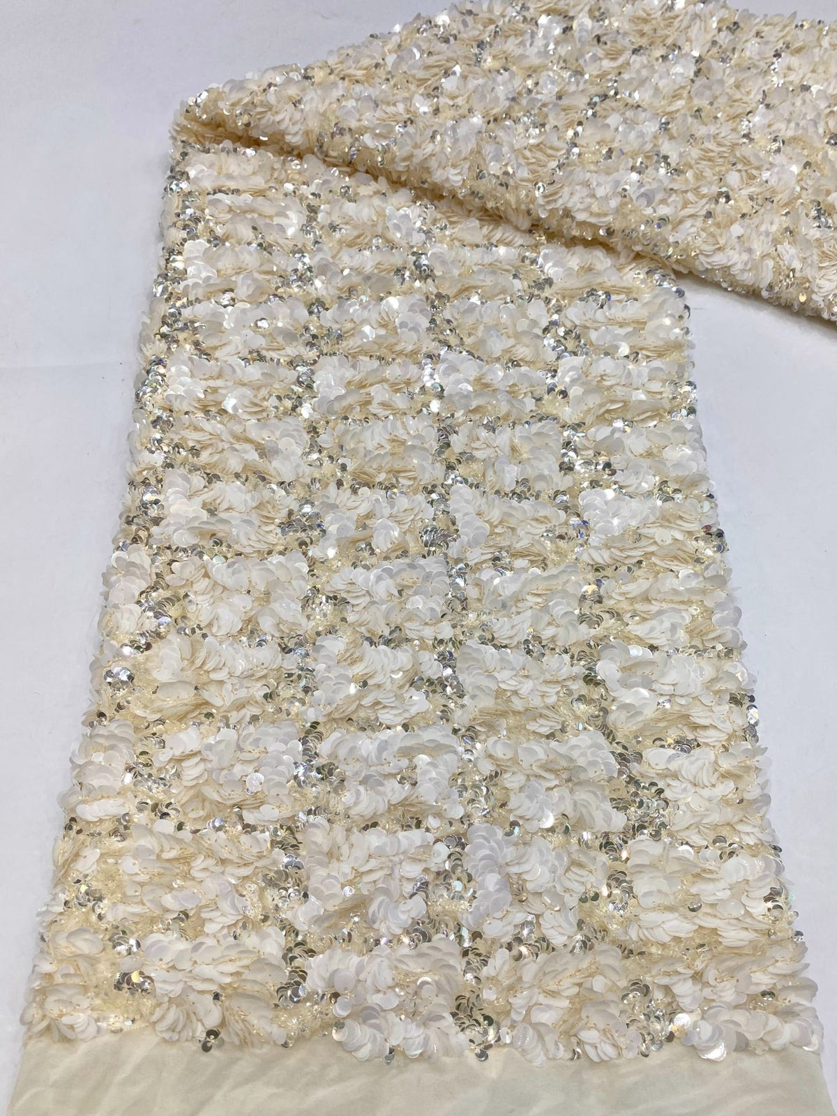 Dense Multisize Sequin Embroidered Chiffon — fabric photo 6