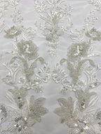 Beaded Sequin Wedding Lace with Rope Embroidery — fabric photo 5