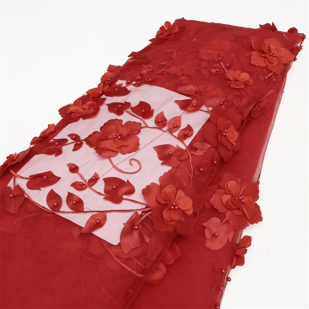 3D Floral Sequin Beaded Lace for Dressmaking