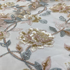 Botanical Bugle Bead and Mixed Sequin Embroidered Fabric — fabric photo 3