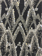 3/7 mm Sequin & Silver-Bead Embroidered Bridal Fabric – Design 18911 — fabric photo 4
