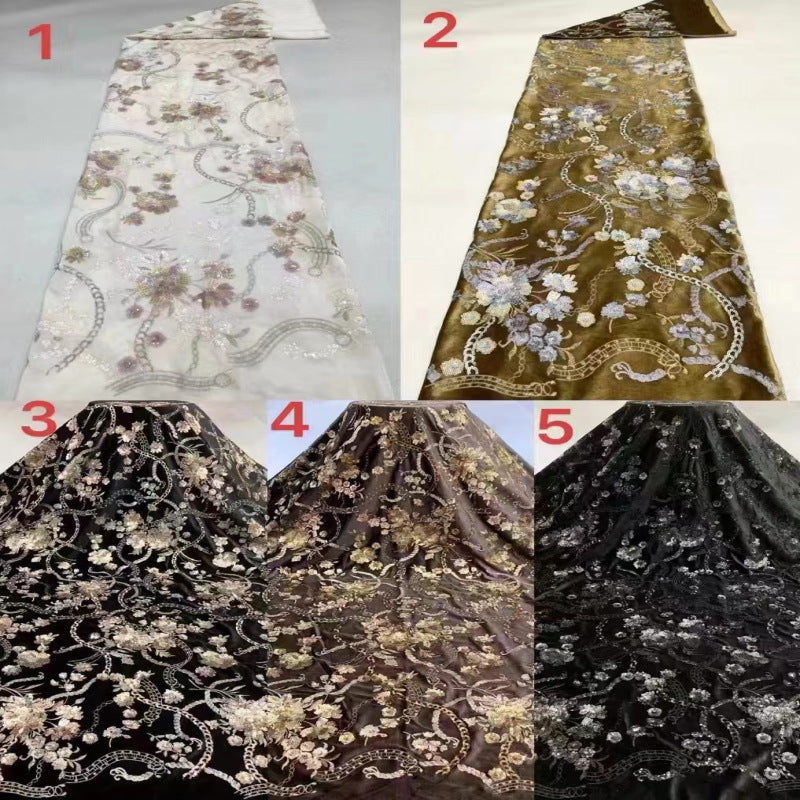 Multicolor Sequin Embroidered Velvet-Base Fabric