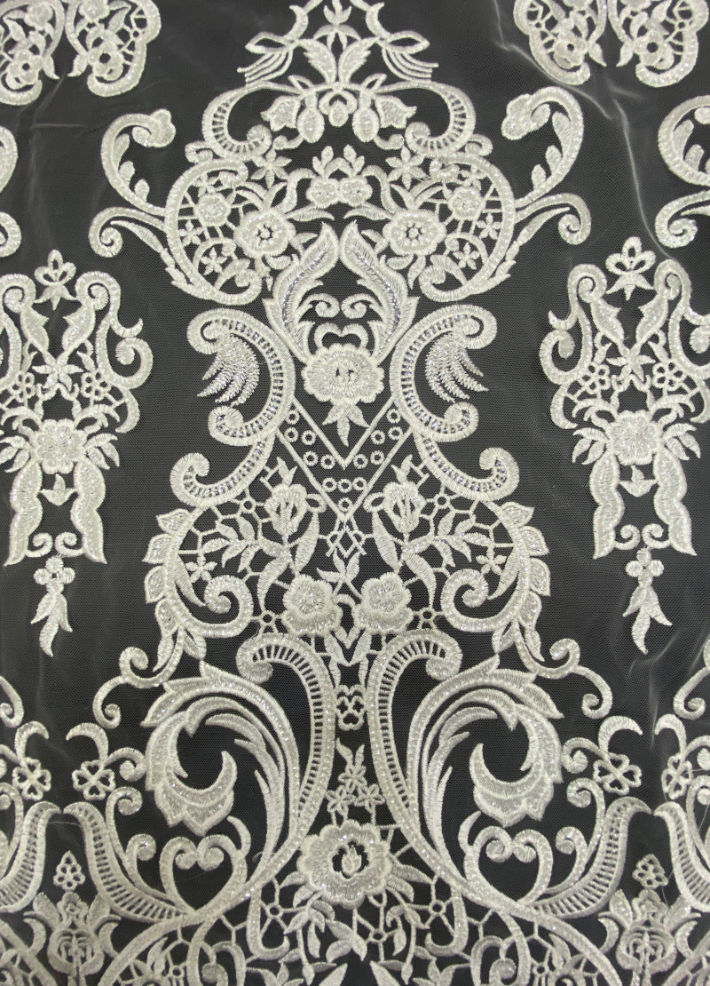 Symmetrical Sequin Embroidered Bridal Fabric – Design 51263 — fabric photo 3